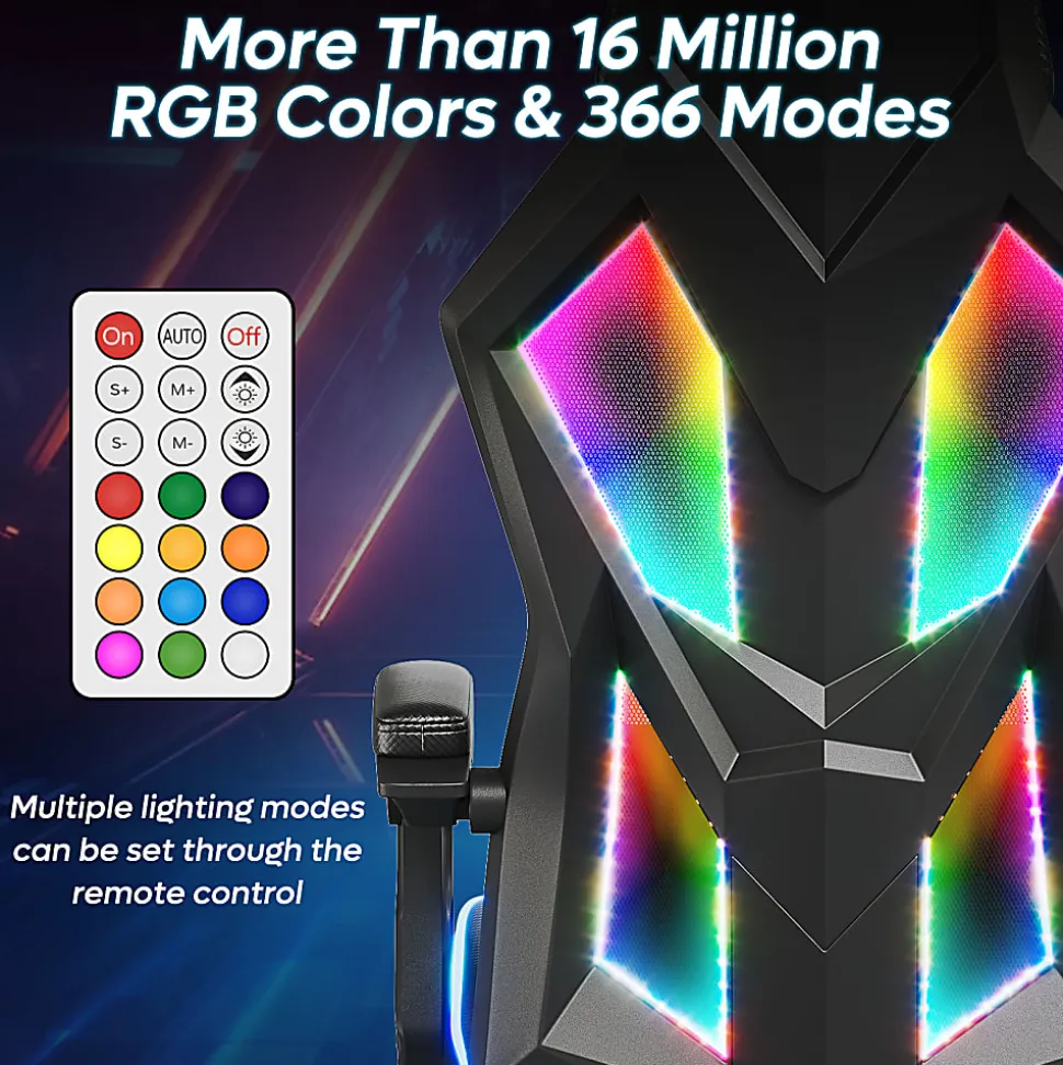 Bestier Ergonomic Gaming Chair With Integrated LED Lights, Black