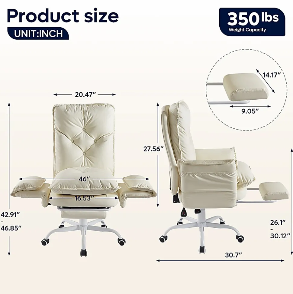 Bestier Ergonomic PU Leather High-Back Cross-Legged Executive Office Chair, Beige, H200671AMWP