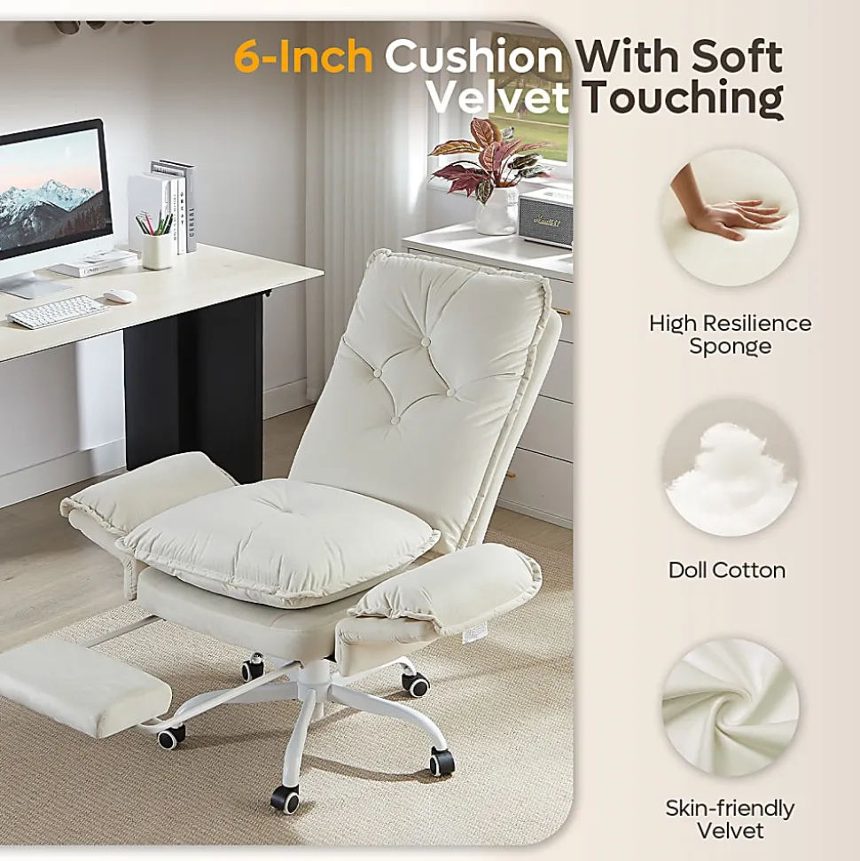 Bestier Ergonomic PU Leather High-Back Cross-Legged Executive Office Chair, Beige, H200671AWHTS