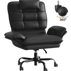 Bestier Ergonomic PU Leather High-Back Swivel Executive Office Chair, Black