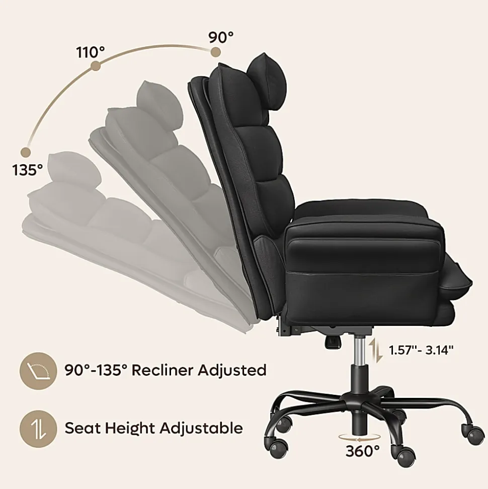 Bestier Ergonomic PU Leather High-Back Swivel Executive Office Chair, Black