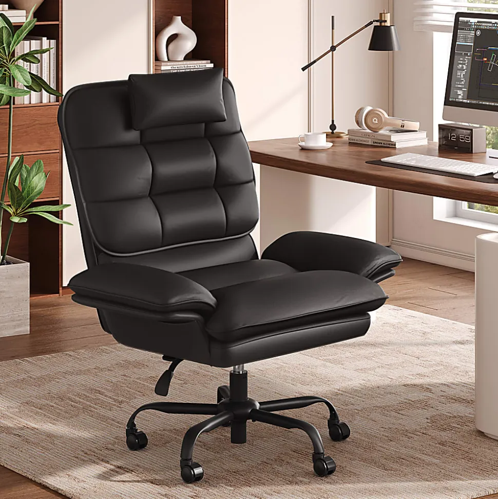 Bestier Ergonomic PU Leather High-Back Swivel Executive Office Chair, Black
