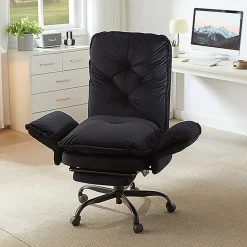 Bestier Ergonomic PU Leather High-Back Cross-Legged Executive Office Chair, Black