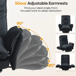 Bestier Ergonomic PU Leather High-Back Cross-Legged Executive Office Chair, Black