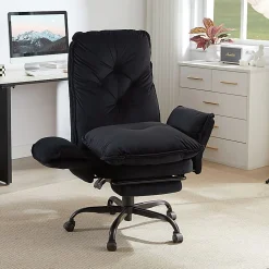 Bestier Ergonomic PU Leather High-Back Cross-Legged Executive Office Chair, Black