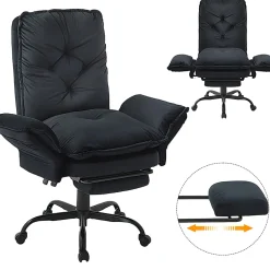 Bestier Ergonomic PU Leather High-Back Cross-Legged Executive Office Chair, Black