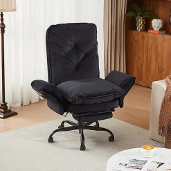 Bestier Ergonomic PU Leather High-Back Cross-Legged Executive Office Chair, Black