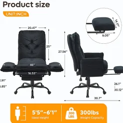 Bestier Ergonomic PU Leather High-Back Cross-Legged Executive Office Chair, Black