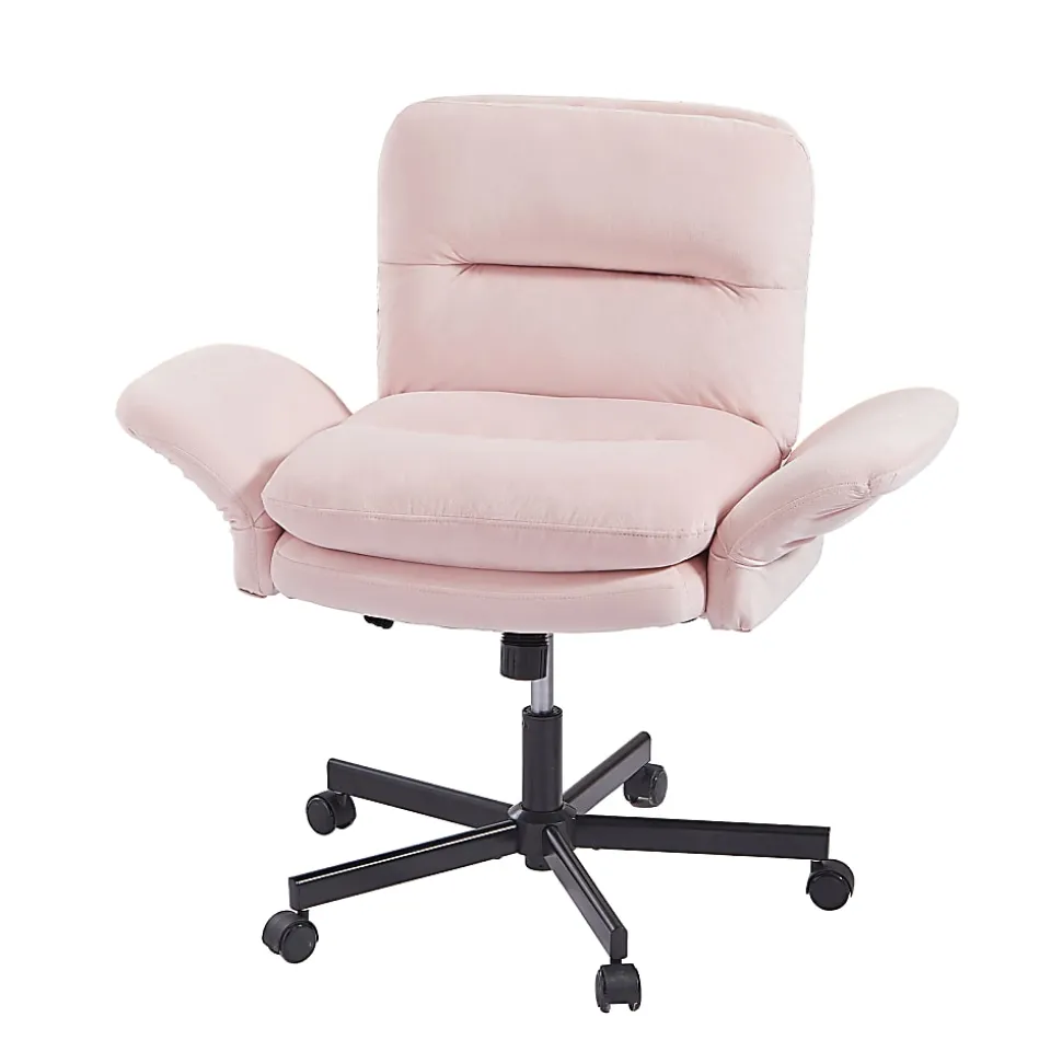 Bestier Ergonomic Velour Mid-Back Swivel Executive Task Chair, Pink