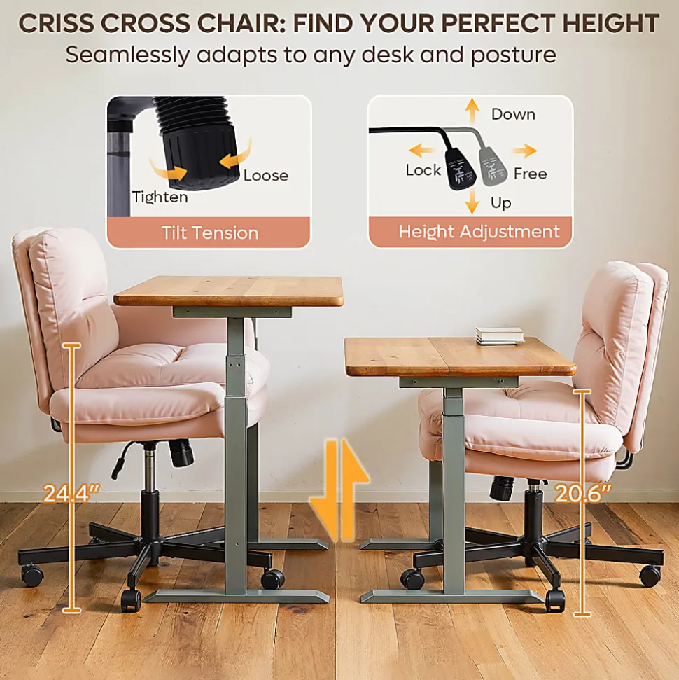 Bestier Ergonomic Velour Mid-Back Swivel Executive Task Chair, Pink