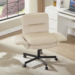 Bestier Ergonomic Velour Mid-Back Swivel Executive Task Chair, Beige