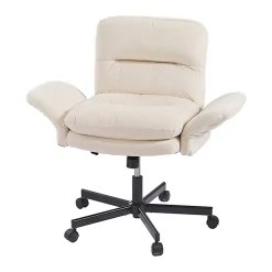 Bestier Ergonomic Velour Mid-Back Swivel Executive Task Chair, Beige