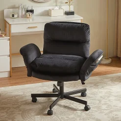 Bestier Ergonomic Velour Mid-Back Swivel Executive Task Chair, Black