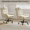 Bestier Ergonomic Velvet High-Back Swivel Executive Task Chair, Beige