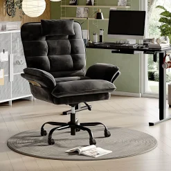 Bestier Ergonomic Velvet High-Back Swivel Executive Task Chair, Black
