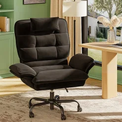 Bestier Ergonomic Velvet High-Back Swivel Executive Task Chair, Black
