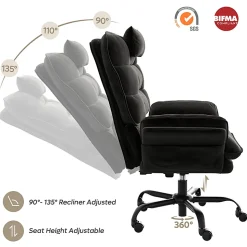 Bestier Ergonomic Velvet High-Back Swivel Executive Task Chair, Black