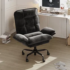 Bestier Ergonomic Velvet High-Back Swivel Executive Task Chair, Black