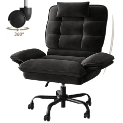 Bestier Ergonomic Velvet High-Back Swivel Executive Task Chair, Black