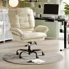Bestier Ergonomic Velvet High-Back Swivel Executive Office Chair With Adjustable Padded Arms And Padded Headrest, Beige