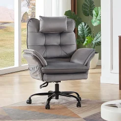 Bestier Ergonomic Velvet High-Back Executive Office Chair, Gray