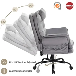 Bestier Ergonomic Velvet High-Back Executive Office Chair, Gray