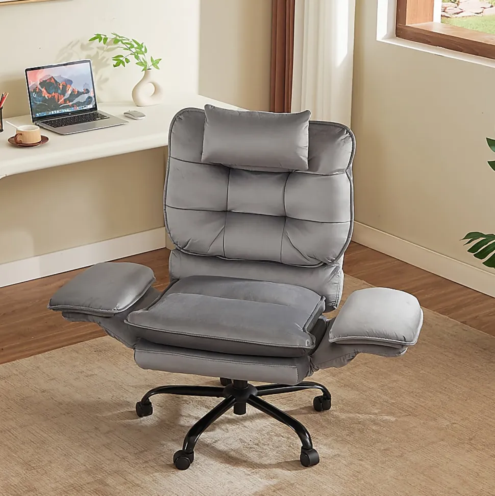 Bestier Ergonomic Velvet High-Back Executive Office Chair, Gray
