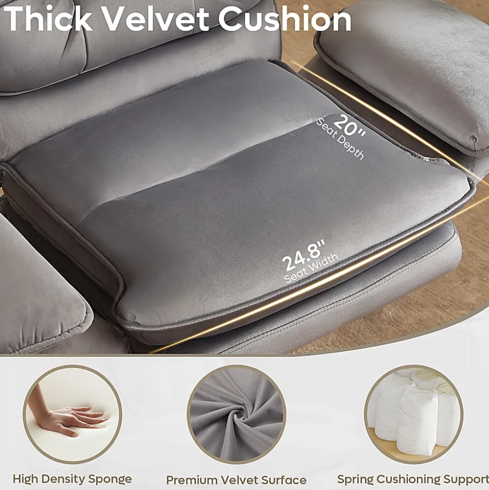 Bestier Ergonomic Velvet High-Back Executive Office Chair, Gray