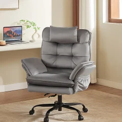 Bestier Ergonomic Velvet High-Back Executive Office Chair, Gray
