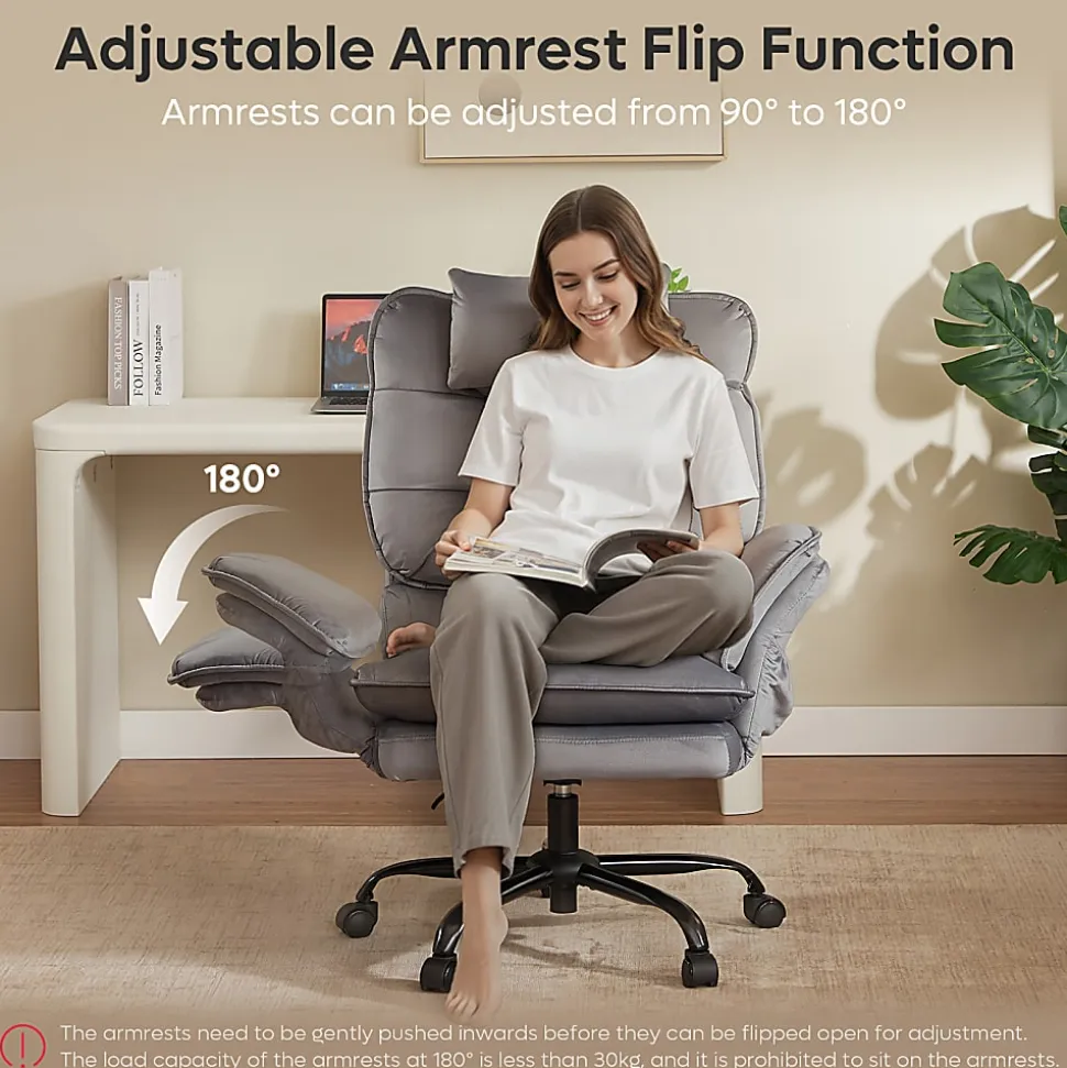 Bestier Ergonomic Velvet High-Back Executive Office Chair, Gray