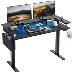 Bestier 58" Ergonomic Wood & Steel Height Adjustable Standing Desk,Black