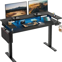 Bestier 58" Ergonomic Wood & Steel Height Adjustable Standing Desk, Carbon Fiber Black