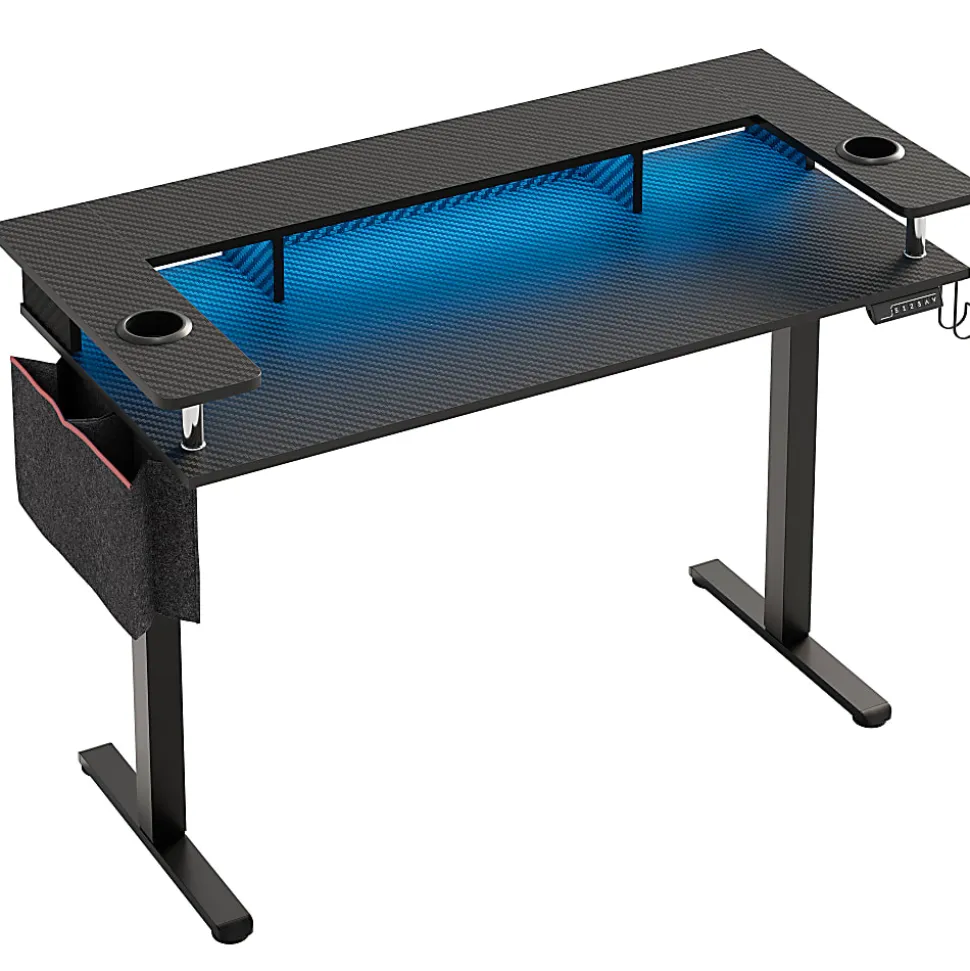 Bestier 58" Ergonomic Wood & Steel Height Adjustable Standing Desk, Carbon Fiber Black
