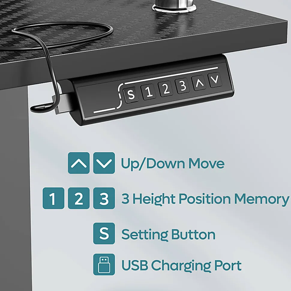 Bestier 58" Ergonomic Wood & Steel Height Adjustable Standing Desk, Carbon Fiber Black