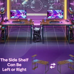 Bestier Gaming Computer Desk With RGB LED Lights And 4-Tier Storage Shelves, 45