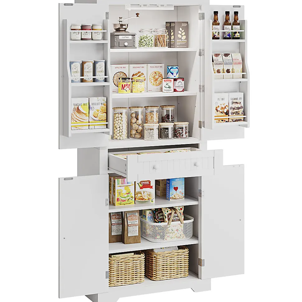 Bestier 72"H 6-Shelf Storage Cabinet With Doors, White, K600676CJCWH