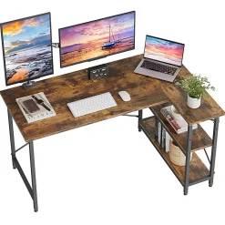 Bestier L-Shaped Corner Desk With Storage Shelf, 56
