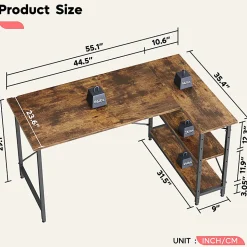 Bestier L-Shaped Corner Desk With Storage Shelf, 56