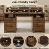 Bestier 60"W Computer Desk With Keyboard Tray And Power Outlet, Rustic Brown