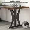 Bestier 71"W Computer Desk With X-Shaped Metal Legs, Rustic Brown