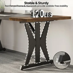 Bestier 71"W Computer Desk With X-Shaped Metal Legs, Rustic Brown