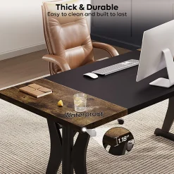 Bestier 71"W Computer Desk With X-Shaped Metal Legs, Rustic Brown