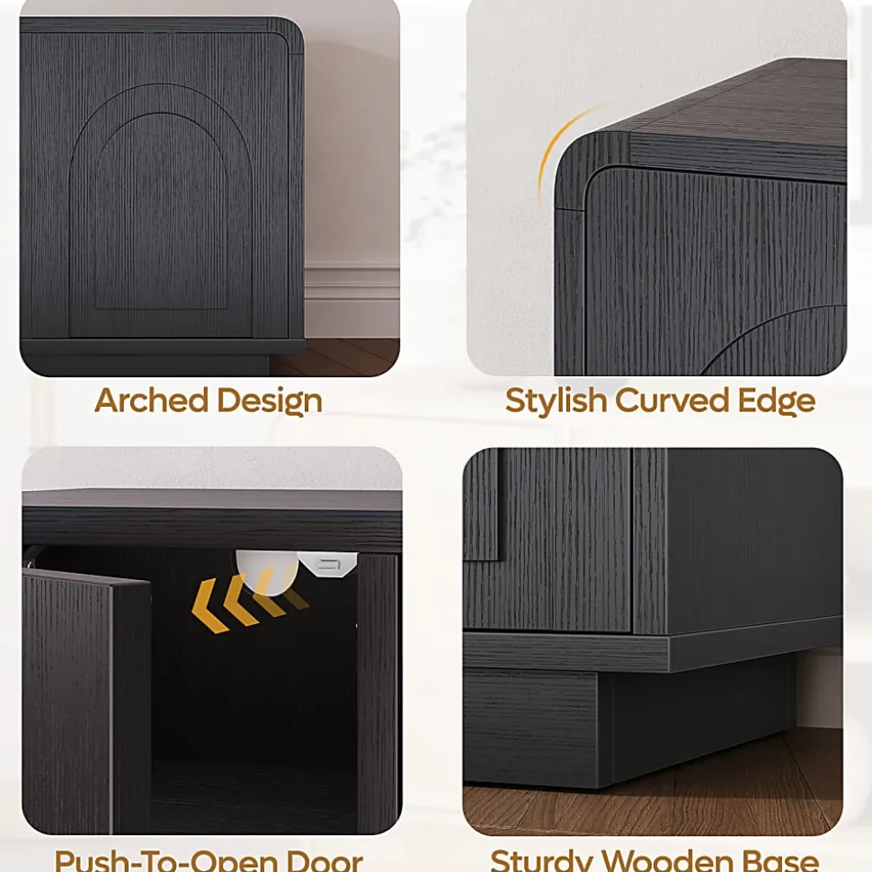 Bestier Wide Storage Cabinet with 2 Doors and Open Shelving, Black