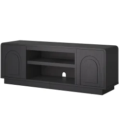 Bestier Wide Storage Cabinet with 2 Doors and Open Shelving, Black