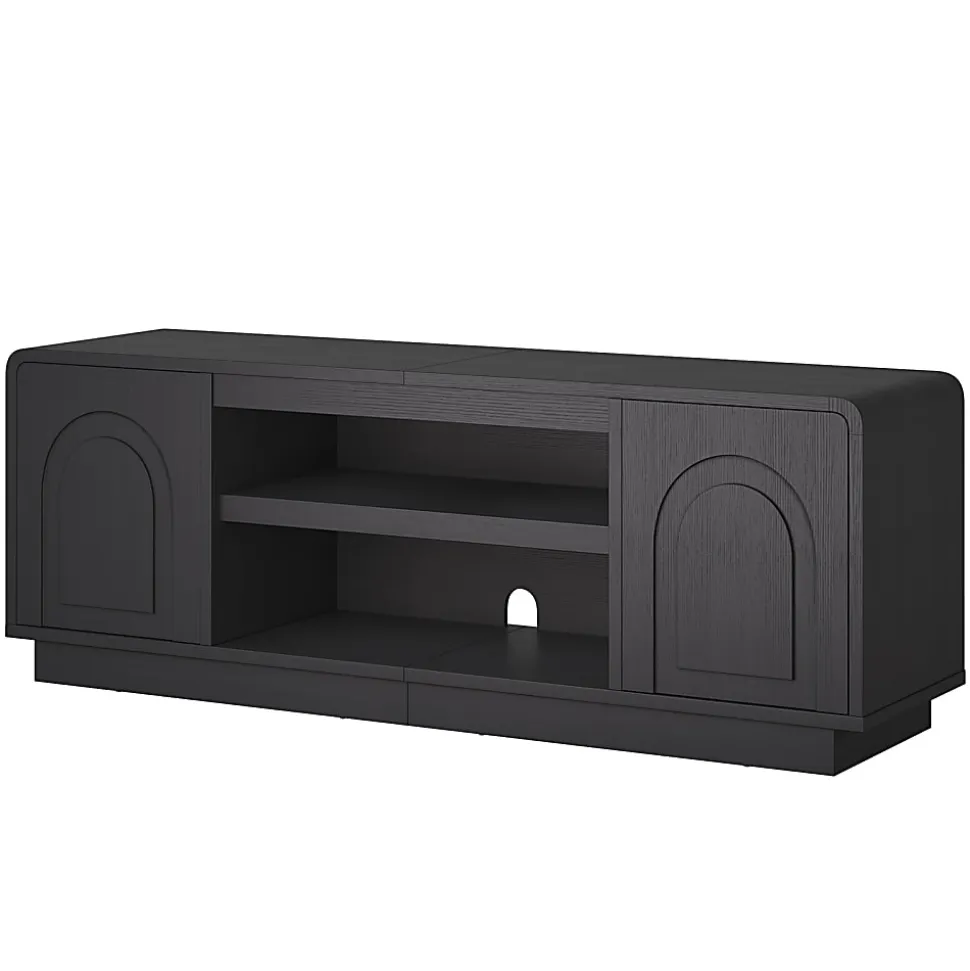 Bestier Wide Storage Cabinet with 2 Doors and Open Shelving, Black