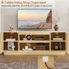 Bestier Wide Storage Cabinet with 2 Doors and Open Shelving, Natural Oak