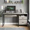 Bestier 56"W Office Desk With Drawers & Tray, Retro Gray Oak Light