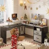 Bestier 56"W Standing Desk With Drawers & Monitor Stand, Light Retro Gray Oak