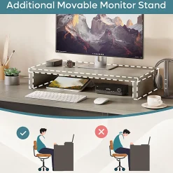 Bestier 56"W Standing Desk With Drawers & Monitor Stand, Light Retro Gray Oak