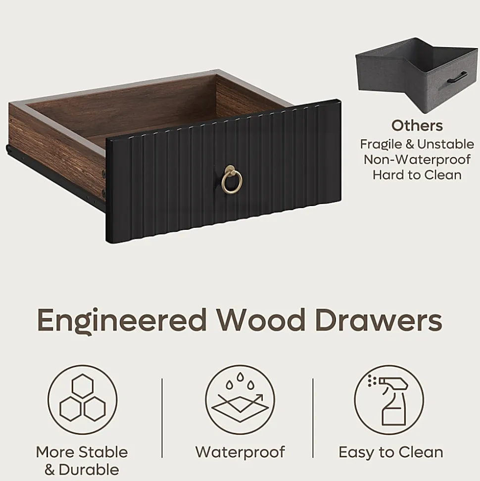 Bestier 56"W Writing Computer Desk With Storage And Keyboard Tray, Walnut